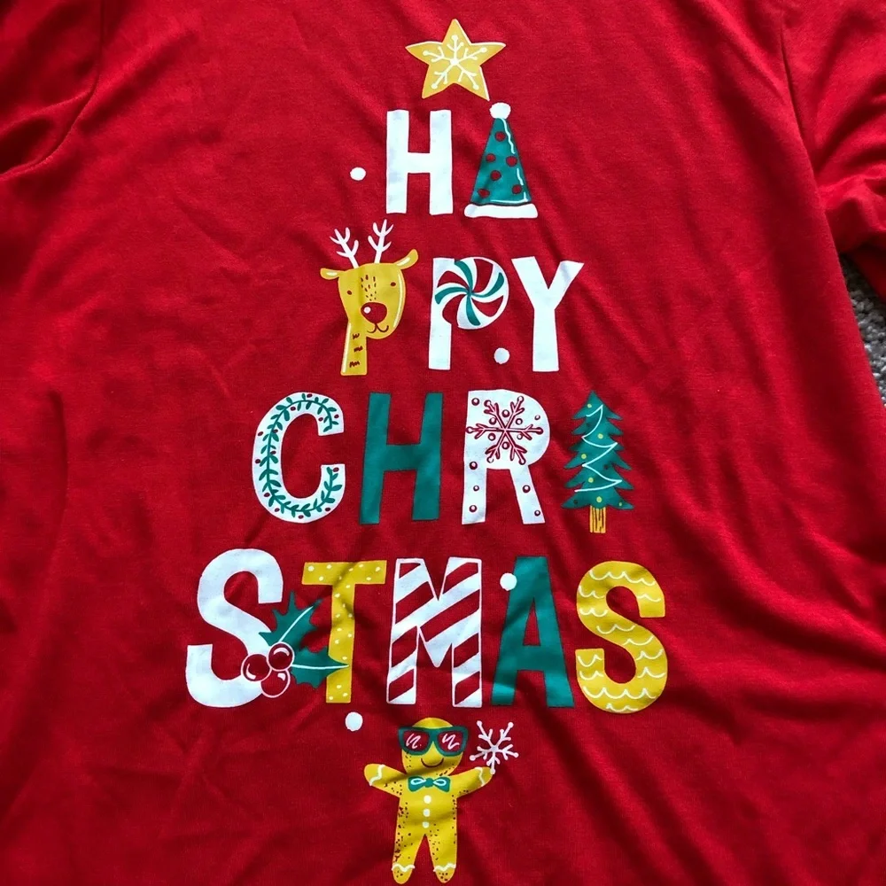 Cat & Jack Shirt Kids Size XL 16 Happy Christmas Long Sleeve